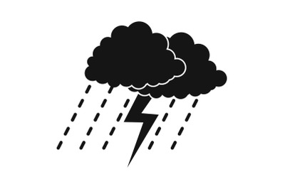 Cloud thunder icon, simple black style