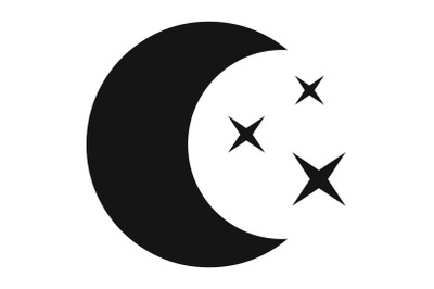 Moon night icon, simple black style