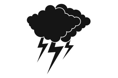 Cloud thunder flash icon, simple black style