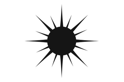 Sun icon, simple black style