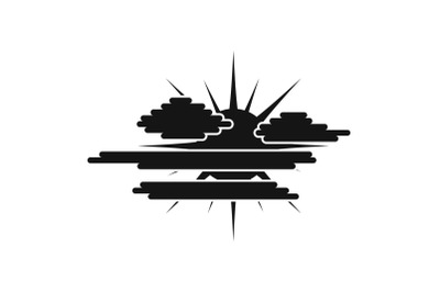 Cloudy sun icon, simple black style