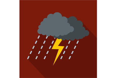 Cloud thunder icon, flat style