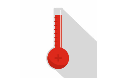 Thermometer warmly icon, flat style