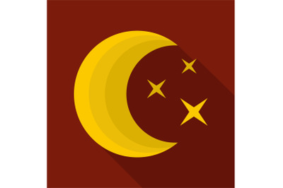 Moon night icon, flat style