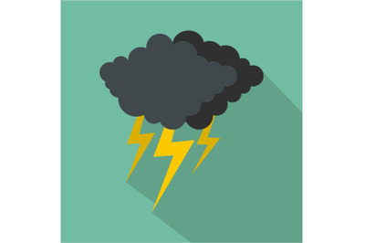 Cloud thunder flash icon, flat style