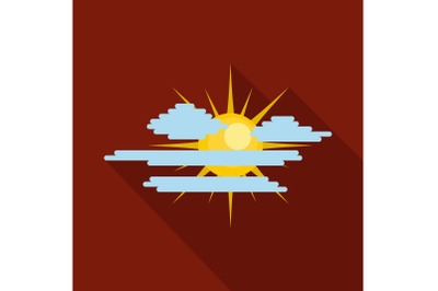 Cloudy sun icon, flat style