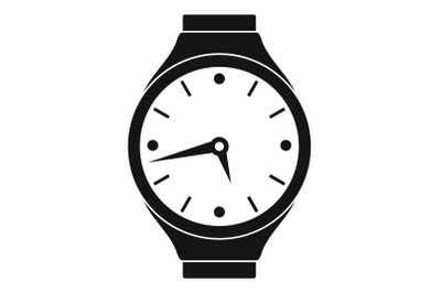 Wristwatch round icon, simple black style