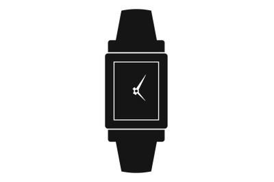 Wristwatch wood icon, simple black style