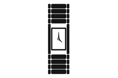 Wristwatch woman icon, simple black style