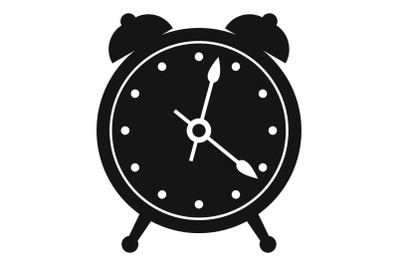 Alarm clock icon, simple black style