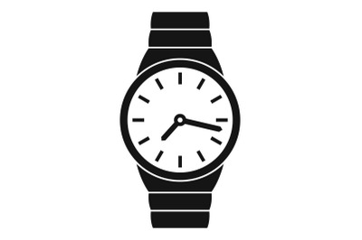 Wristwatch man icon, simple black style