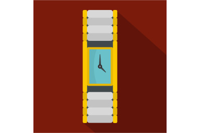 Wristwatch woman icon, flat style