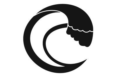 Wave aqua icon, simple black style