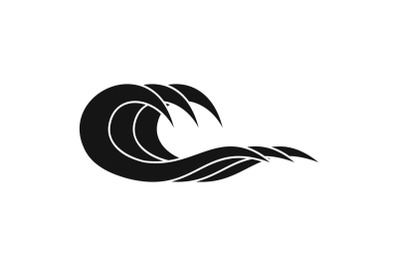 Wave splashing icon, simple black style