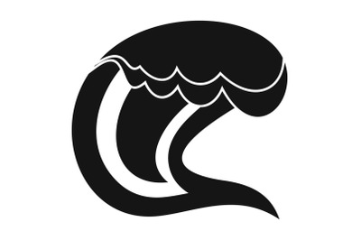Wave surfing icon, simple black style