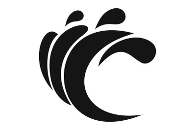Wave water composition icon, simple black style