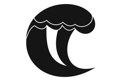 Wave water scene icon, simple black style