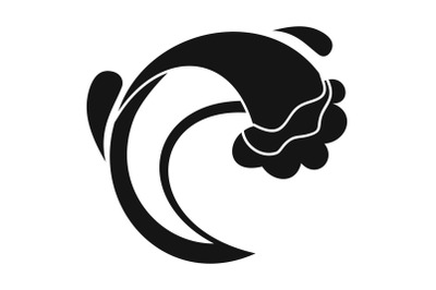 Wave sea icon, simple black style