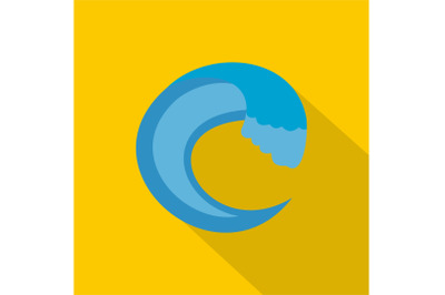 Wave aqua icon, flat style