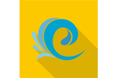 Wave tsunami icon, flat style