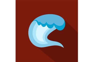 Wave surfing icon, flat style