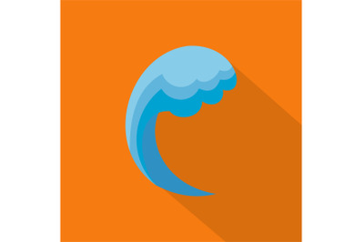 Wave water ocean icon, flat style