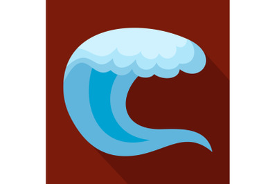 Wave water sea icon, flat style