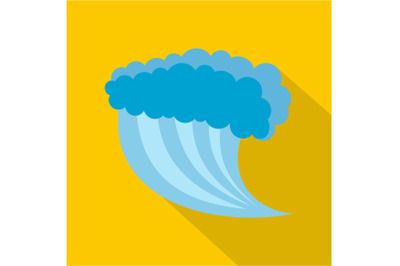 Wave water blue icon, flat style