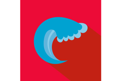 Wave water summer icon, flat style