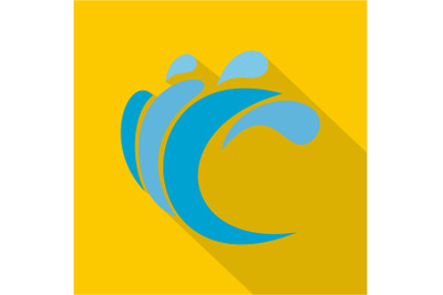 Wave water composition icon, flat style