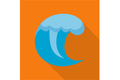 Wave water scene icon, flat style