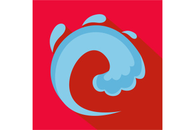 Wave water tsunami icon, flat style