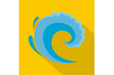 Wave water surfing icon, flat style