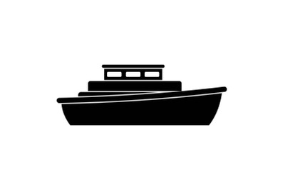 Ship design icon, simple black style