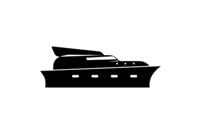 Yacht icon, simple black style