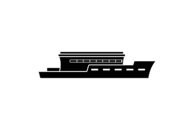 Ship river icon, simple black style