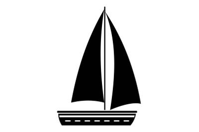 Yacht travel icon, simple black style