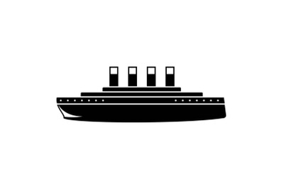 Ship retro icon, simple black style