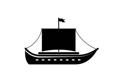 Ship ancient icon, simple black style