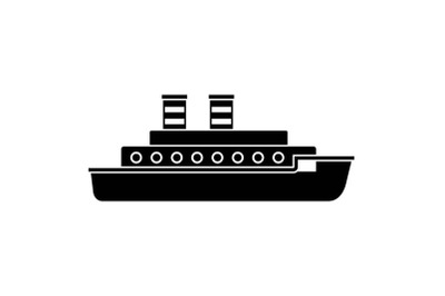 Steamship icon, simple black style