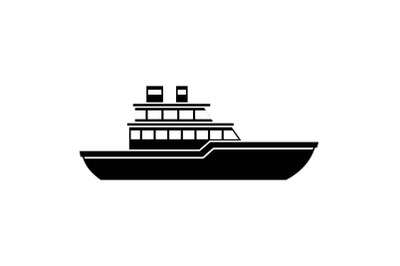 Yacht ocean icon, simple black style