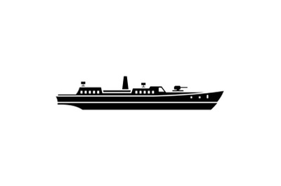 Ship combat icon, simple black style