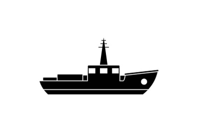 Ship fishing icon, simple black style