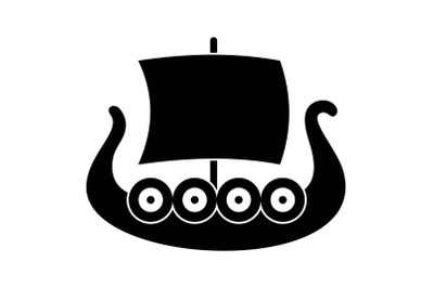 Ship viking icon, simple black style