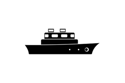 Ship ocean icon, simple black style