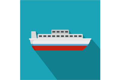 Ship travel cruise icon, flat style