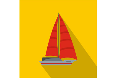 Yacht modern icon, flat style