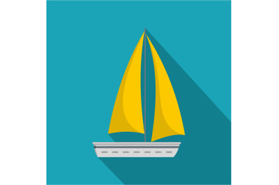 Yacht travel icon, flat style