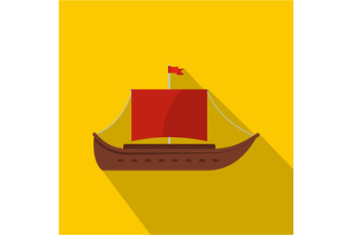 Ship ancient icon, flat style