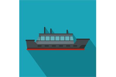 Ship trip icon, flat style